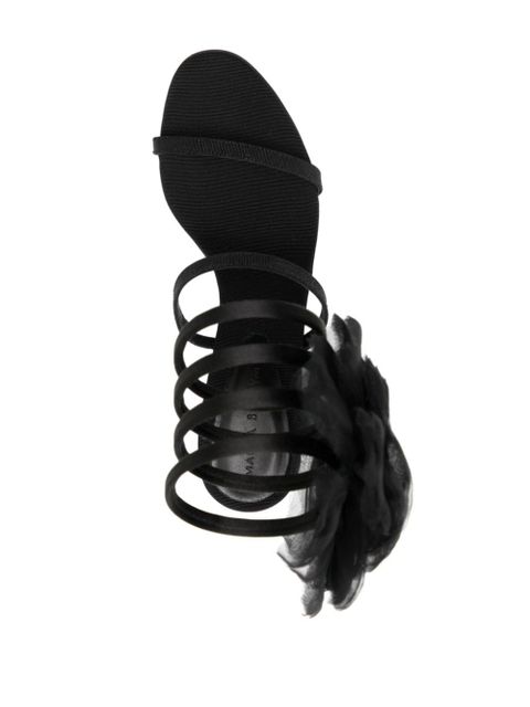 Magda Butrym Spiral organza-flower sandals - Black