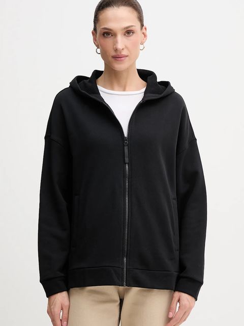 United Colors of Benetton bluza bawełniana damska kolor czarny z kapturem gładka 3UNID500R