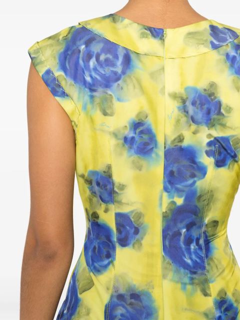 Marni floral-print taffeta top - Yellow