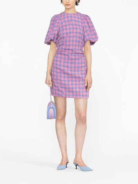 GANNI check-pattern minidress - Pink