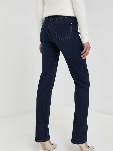 Morgan jeansy PDROIT damskie kolor granatowy high waist