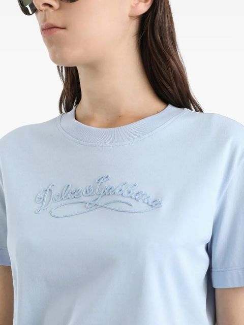 Dolce & Gabbana logo-embroidered T-shirt - Blue