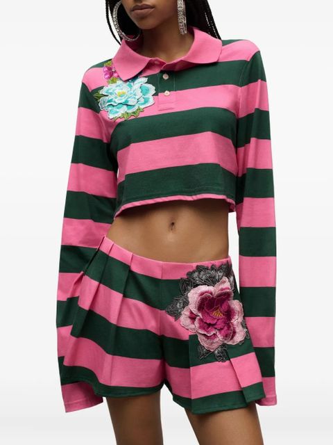 AREA embroidered stripe cropped polo top - Pink - zdjęcie produktu nr 2