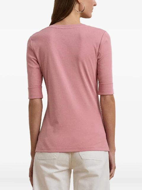 Lauren Ralph Lauren V-neck cuffed-sleeve T-shirt - Pink