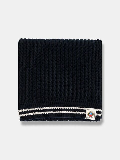 Bally szalik wełniany damski kolor granatowy wzorzysty WSC04M - zdjęcie produktu nr 2