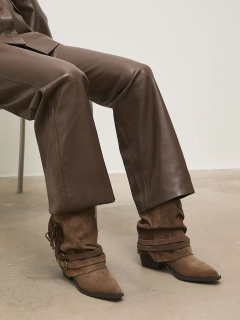 Answear.LAB botki zamszowe kolor brązowy na słupku - zdjęcie produktu nr 1