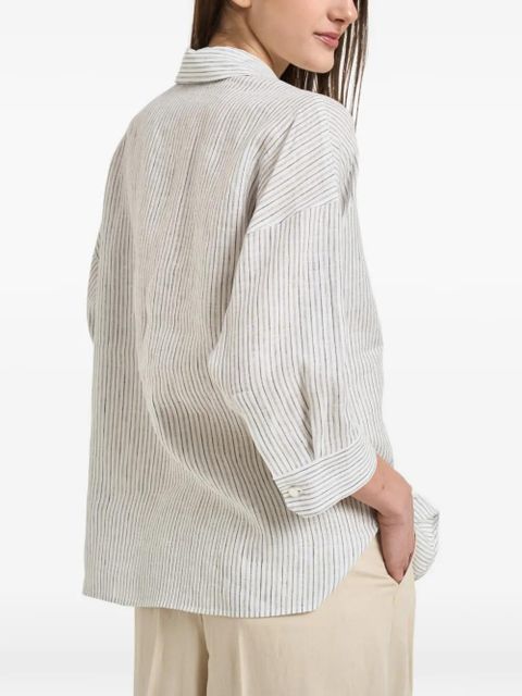 Weekend Max Mara striped chest-pocket linen shirt - Blue