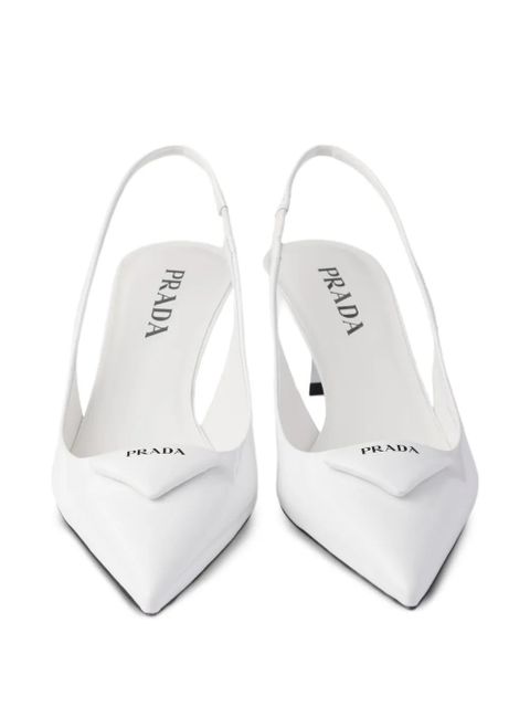 Prada triangle-logo pumps - White