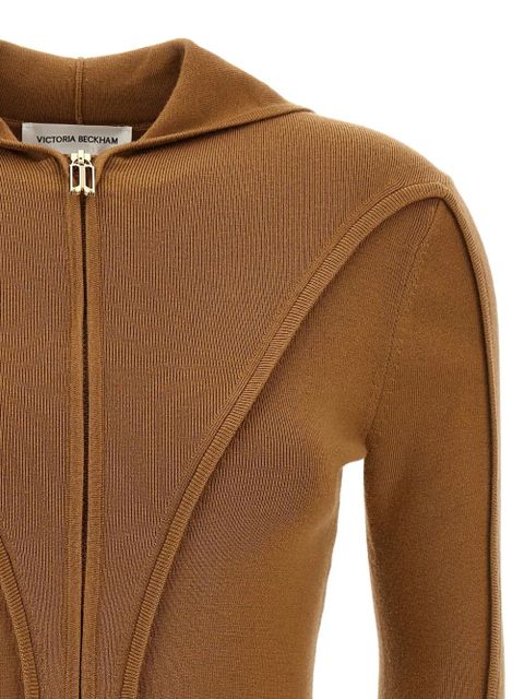 Victoria Beckham zip-front hoodie - Brown