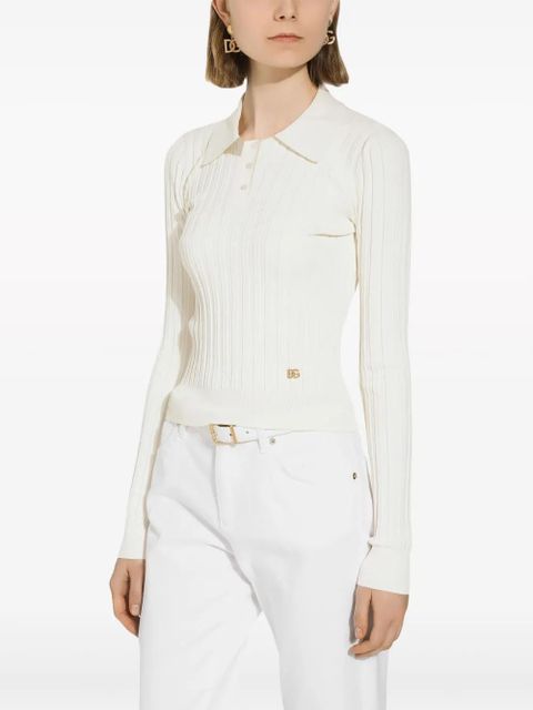 Dolce & Gabbana logo-plaque polo top - White