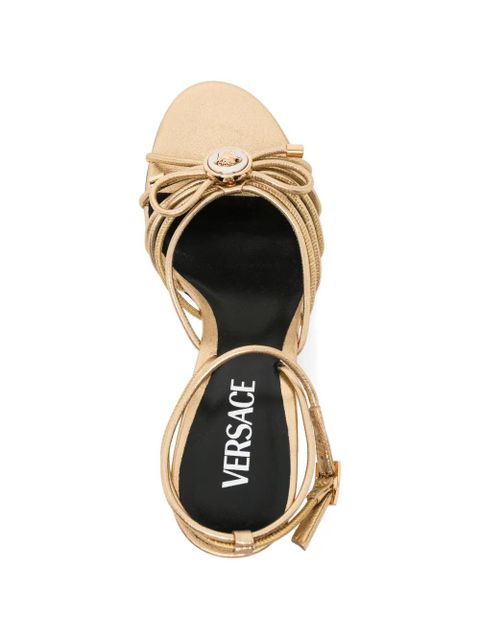 Versace strap knot heeled sandals - Gold