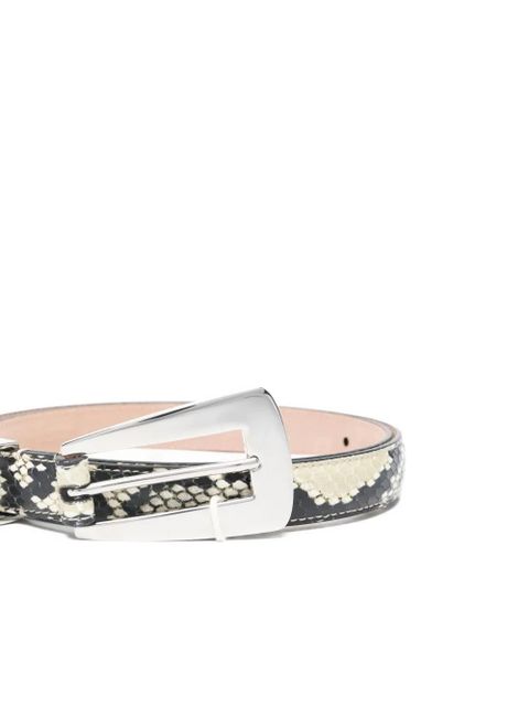 KHAITE Lucca snakeskin-print buckle belt - Black
