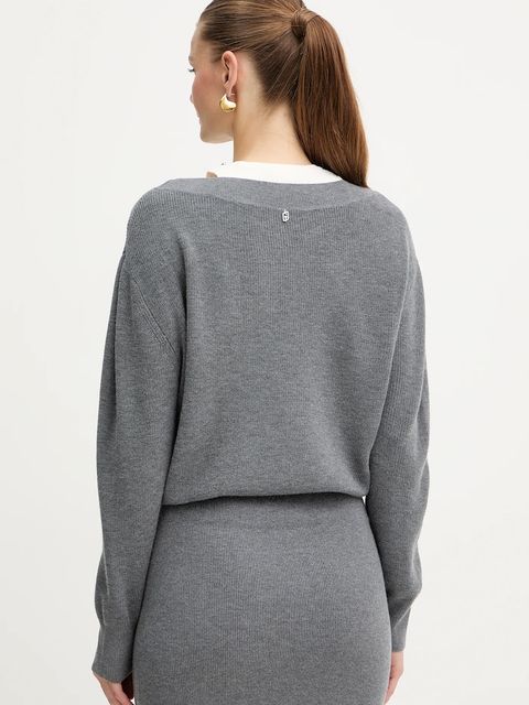 Liu Jo sukienka z dodatkiem wełny kolor szary maxi prosta MF5161 MA85Q