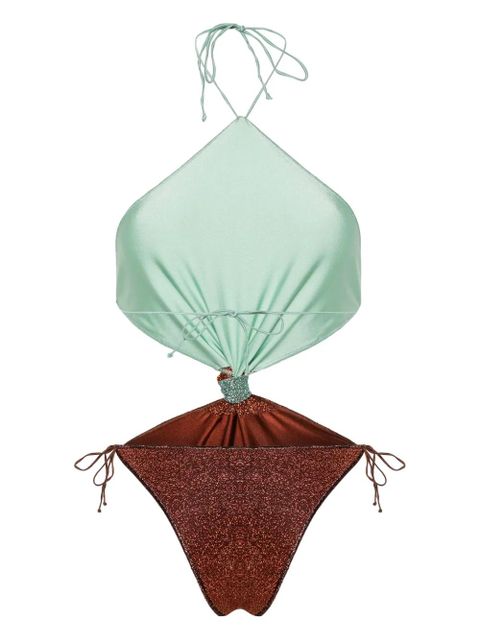 Oséree halterneck lurex knotted swimsuit - Green - zdjęcie produktu nr 2