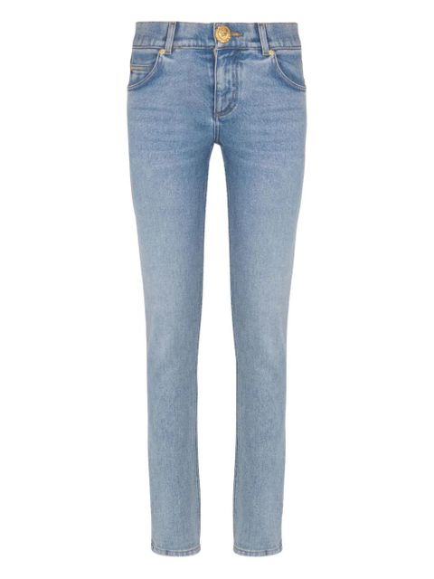 Balmain faded-wash button-embellished jeans - Blue - zdjęcie produktu nr 1