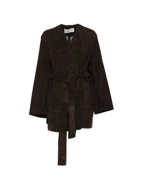 Nour Hammour Anika suede tie-waist jacket - Brown - zdjęcie produktu nr 1