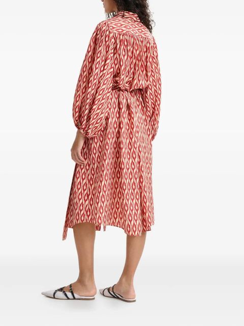 Essentiel Antwerp Ihilton abstract-print belted dress - Orange