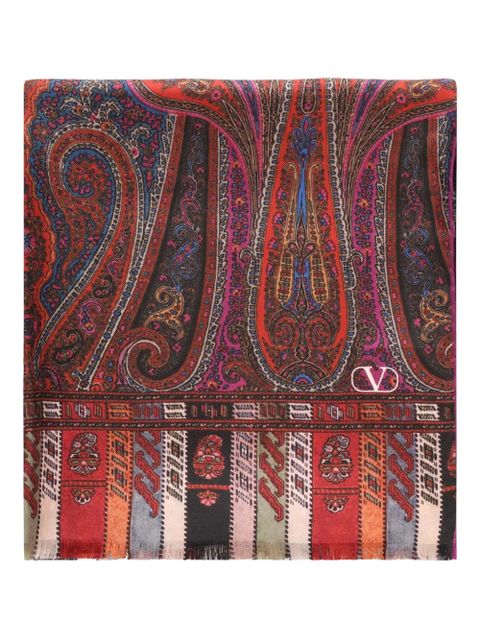 Valentino Garavani paisley-pattern fringed scarf - Red - zdjęcie produktu nr 1