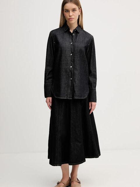 Tommy Hilfiger spódnica kolor granatowy midi rozkloszowana WW0WW47730 - zdjęcie produktu nr 2