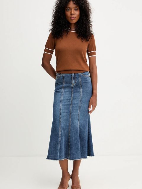 Morgan spódnica jeansowa kolor niebieski midi prosta JAFTER