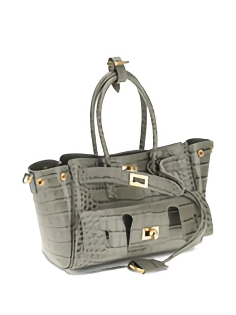 Balenciaga mini Bel Air crocodile-effect leather tote bag - Green