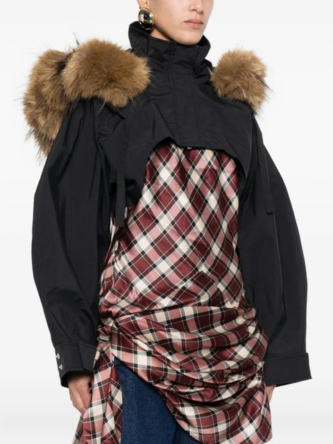 GANNI fur-trim jacket - Black