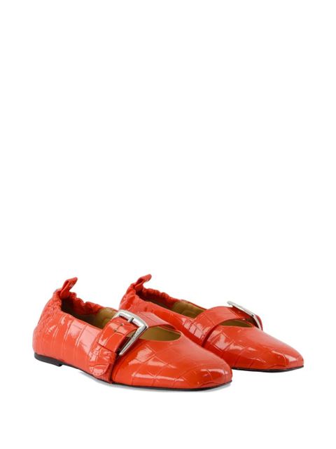GANNI crocodile-effect buckle ballet flats - Orange - zdjęcie produktu nr 2