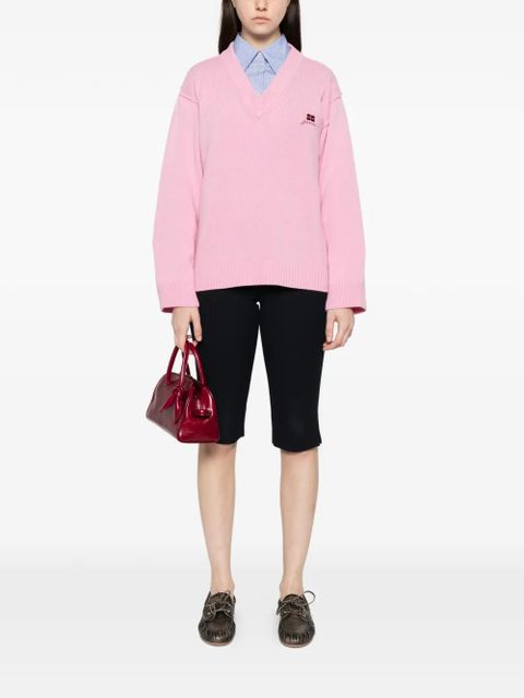 GANNI V-neck embroidered sweater - Pink - zdjęcie produktu nr 2