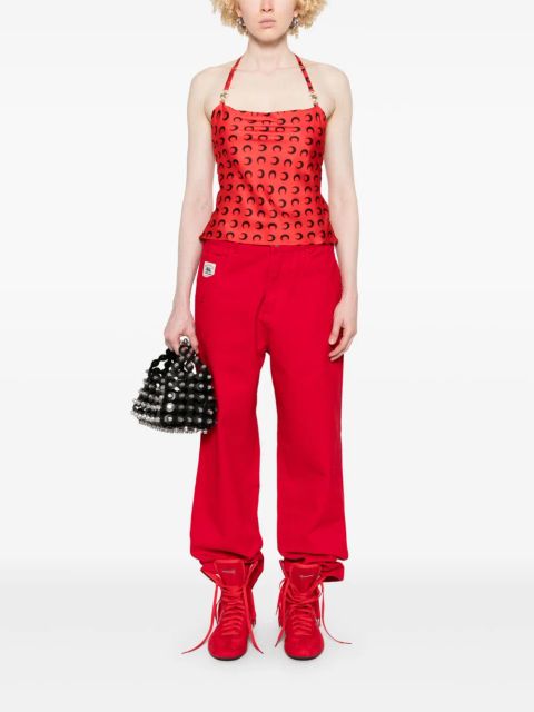 Marine Serre crescent moon-print top - Red