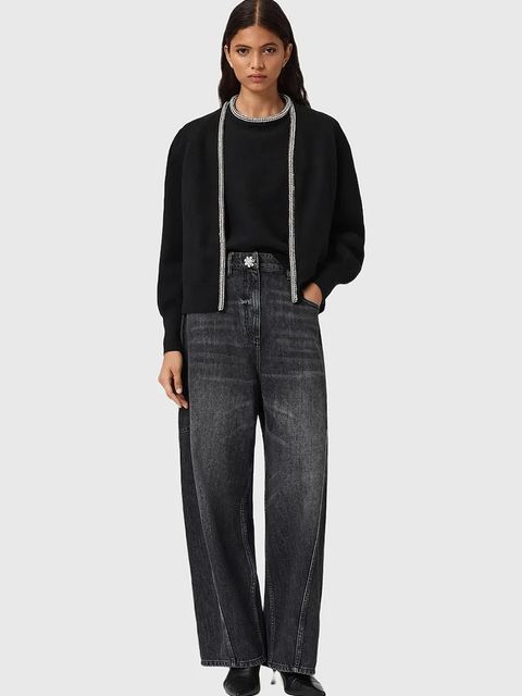 AllSaints kardigan wełniany ODELL damski kolor czarny W033KD
