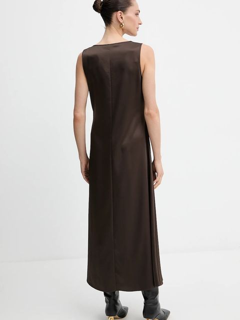 Weekend Max Mara sukienka CANOSSA kolor brązowy maxi prosta 2525226011600
