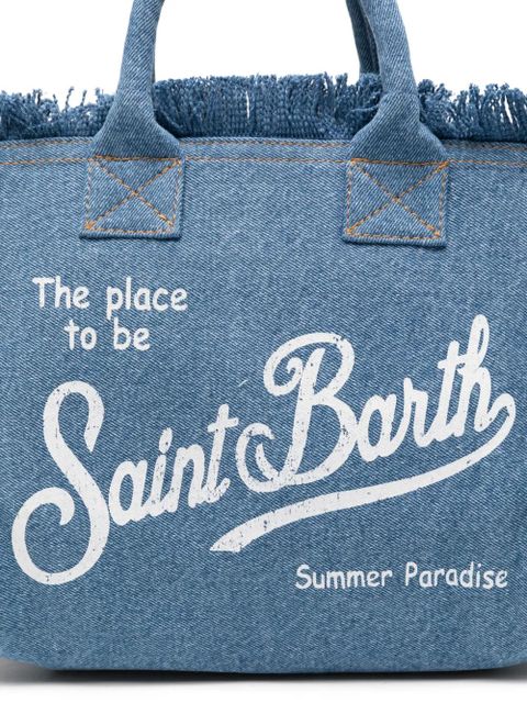 MC2 Saint Barth Colette fringed logo-print tote bag - Blue