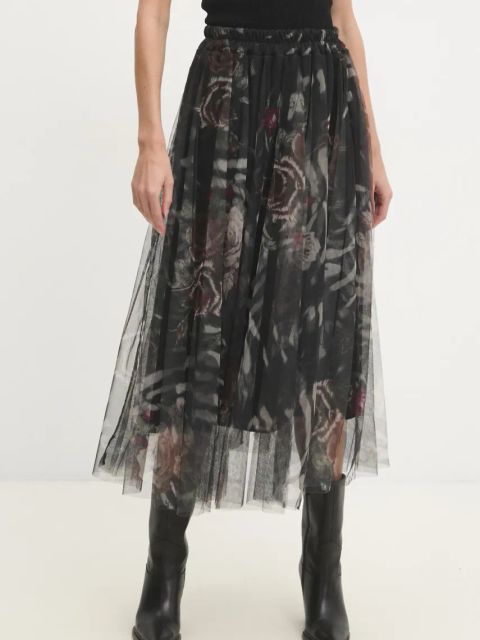 Answear.LAB spódnica kolor czarny midi rozkloszowana