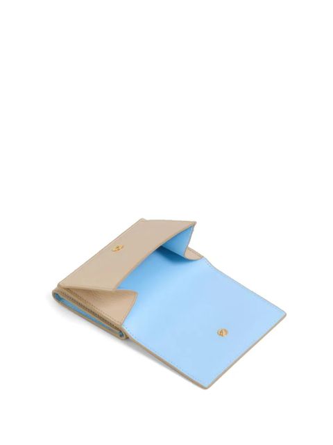 Marni logo-embroidered leather wallet - Neutrals