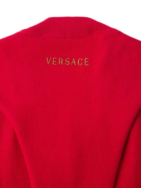 Versace V-neck logo knitted top - Red