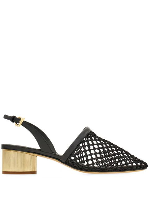 Ferragamo 40mm mesh leather slingbacks - Black - zdjęcie produktu nr 1