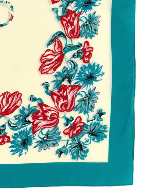 PINKO logo floral-print scarf - Neutrals