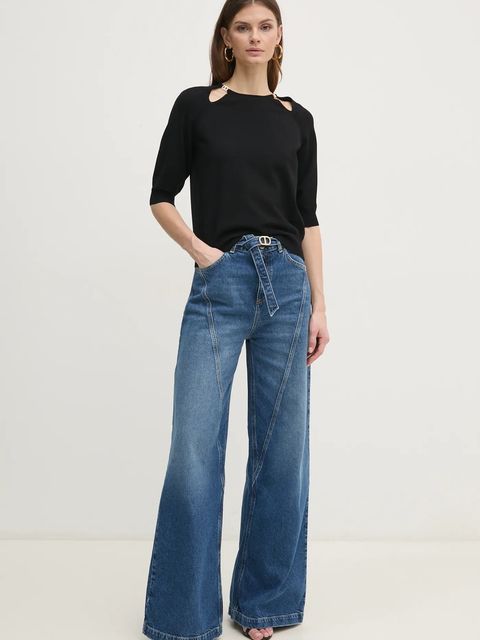 Twinset sweter damski kolor czarny lekki 251TP3490