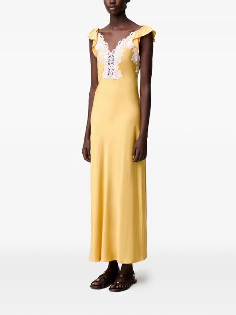 Claudie Pierlot lace-trim ruffled dress - Yellow