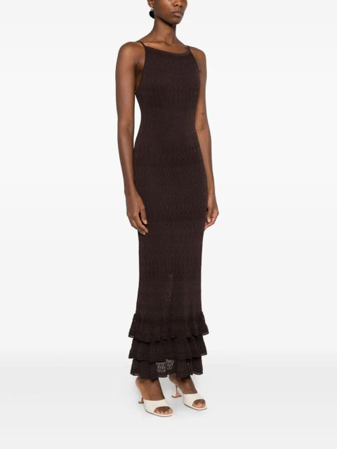 STAUD Bliss ruffled dress - Brown