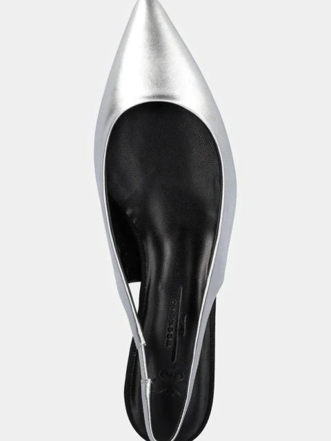 Weekend Max Mara czółenka skórzane GALLICO kolor srebrny na słupku z odkrytą piętą 2515521034600