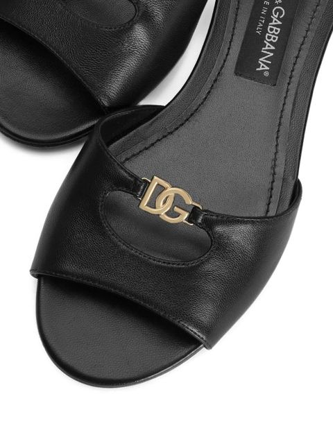 Dolce & Gabbana silk nappa leather flat slippers - Black
