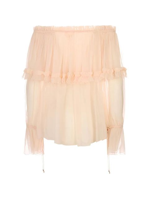 Chloé ruffled off-shoulder blouse - Neutrals - zdjęcie produktu nr 2
