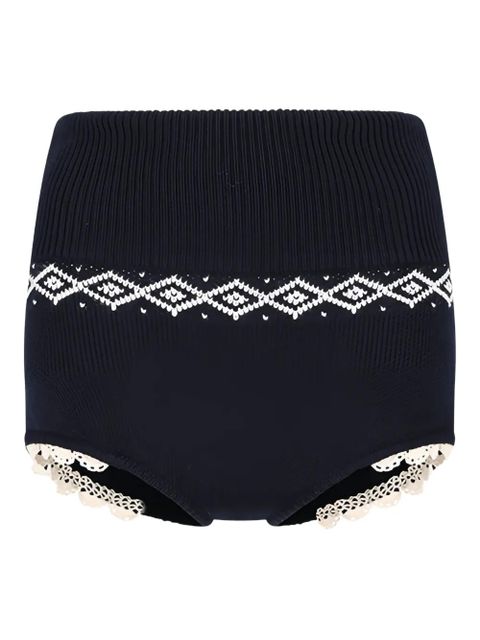 Magda Butrym geometric-print ribbed shorts - Blue - zdjęcie produktu nr 1