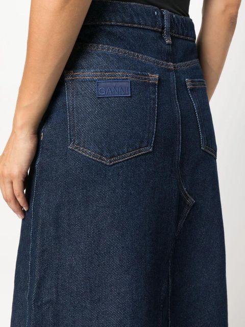GANNI Heavy raw-cut hem denim midi skirt - Blue - zdjęcie produktu nr 2