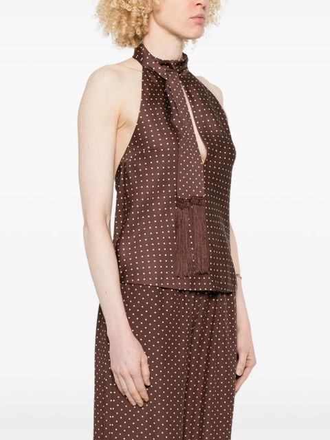 Posse Phoebe polka-dot pattern top - Brown