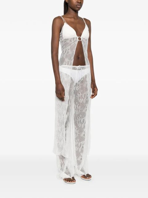 Oséree lace gem-embellished kaftan - White