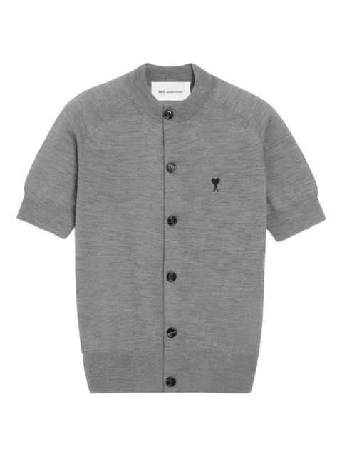 AMI Paris Ami De Coeur logo-detail short-sleeves cardigan - Grey - zdjęcie produktu nr 1