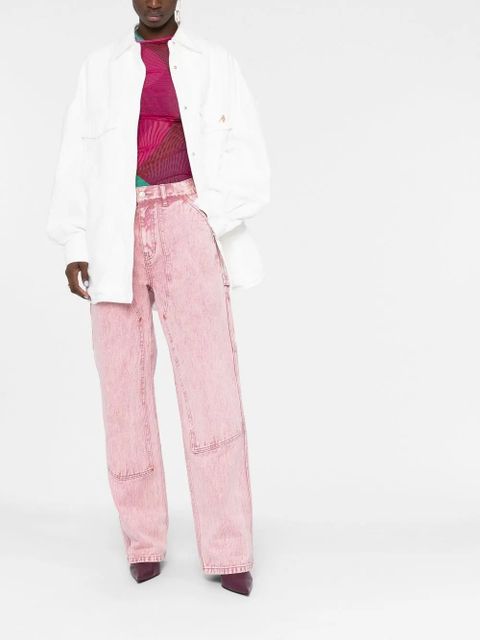 The Attico logo-embroidered shirt jacket - White