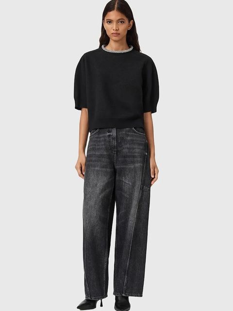 AllSaints t-shirt wełniany ODELL damskie kolor czarny W049KD